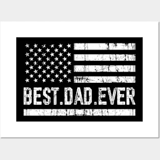 Father's Day Best Dad Ever with US American Flag Posters and Art